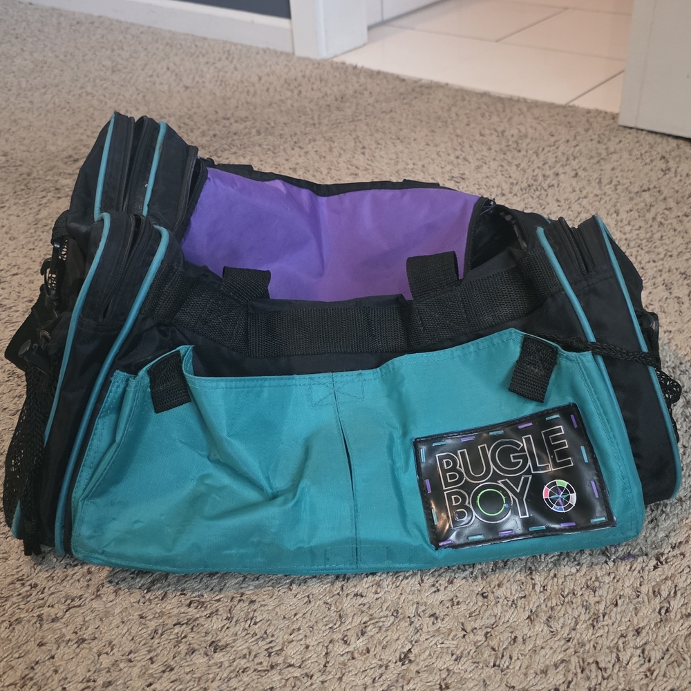 90s Bugle Boy Teal and Purple Sports Bag